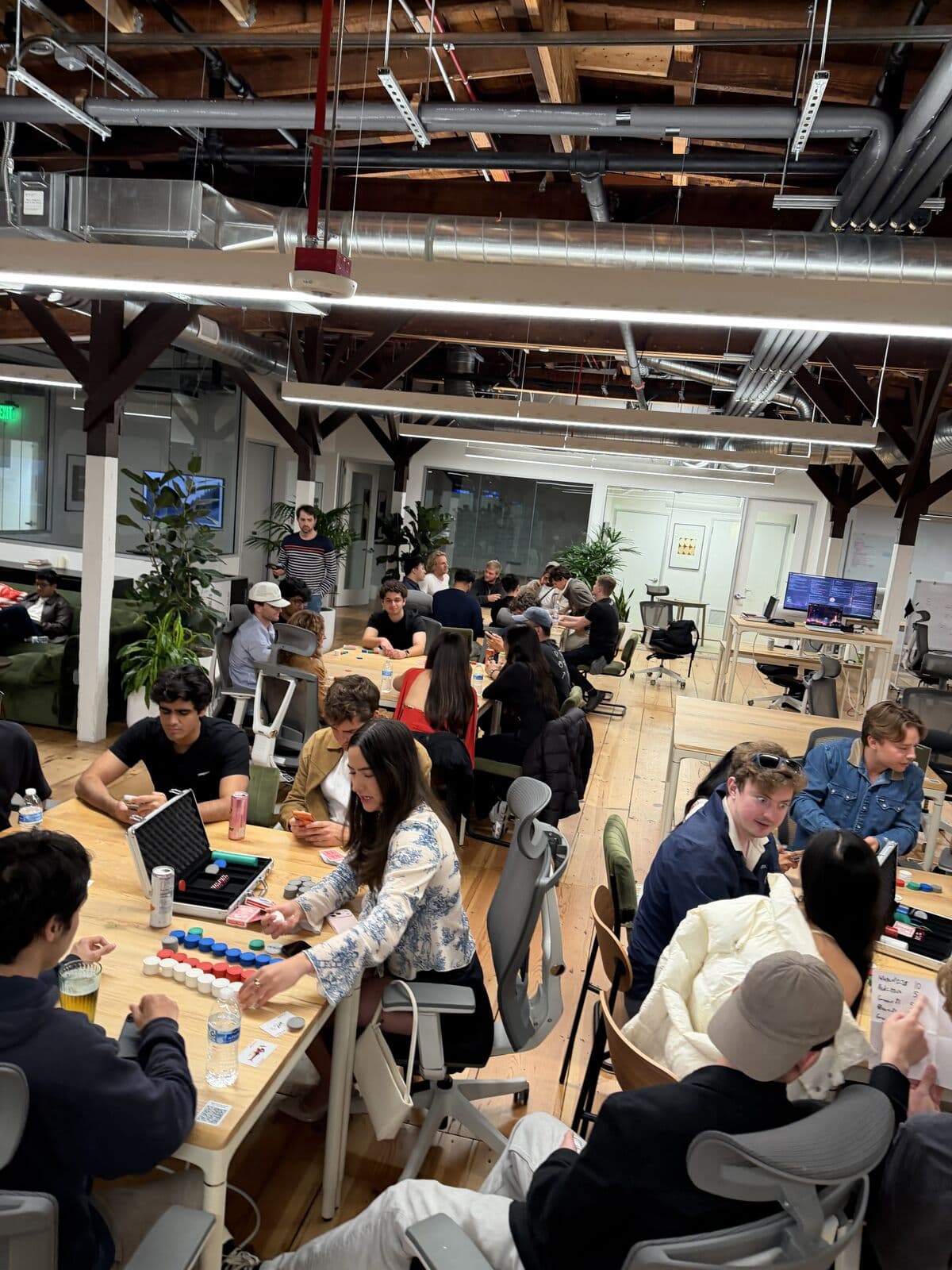 Rows of tables deep into the game